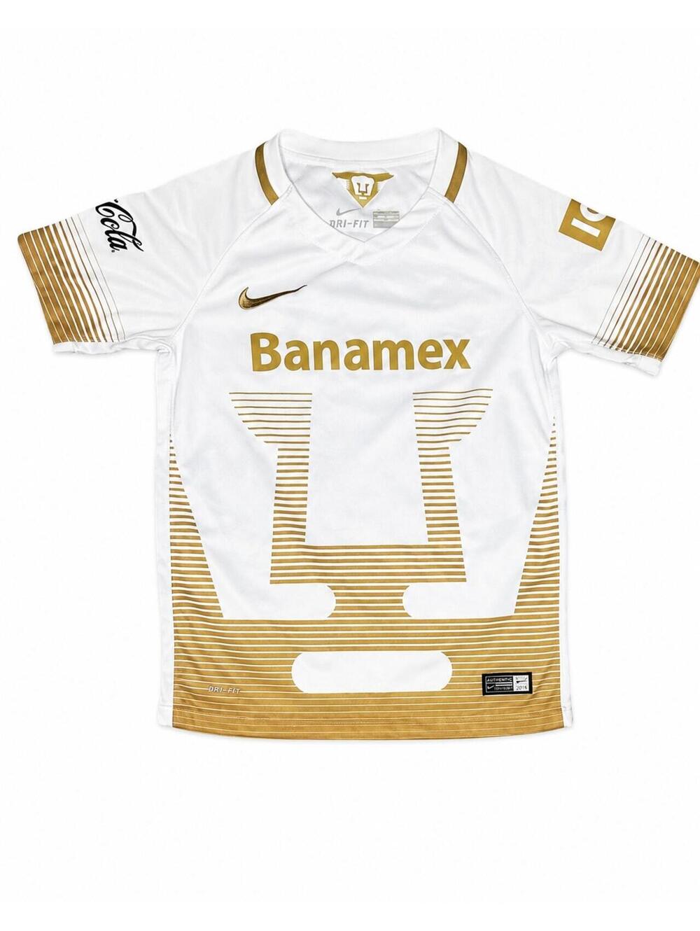Nike Pumas UNAM Banamex Dri-FIT Soccer Jersey White Gold Youth S